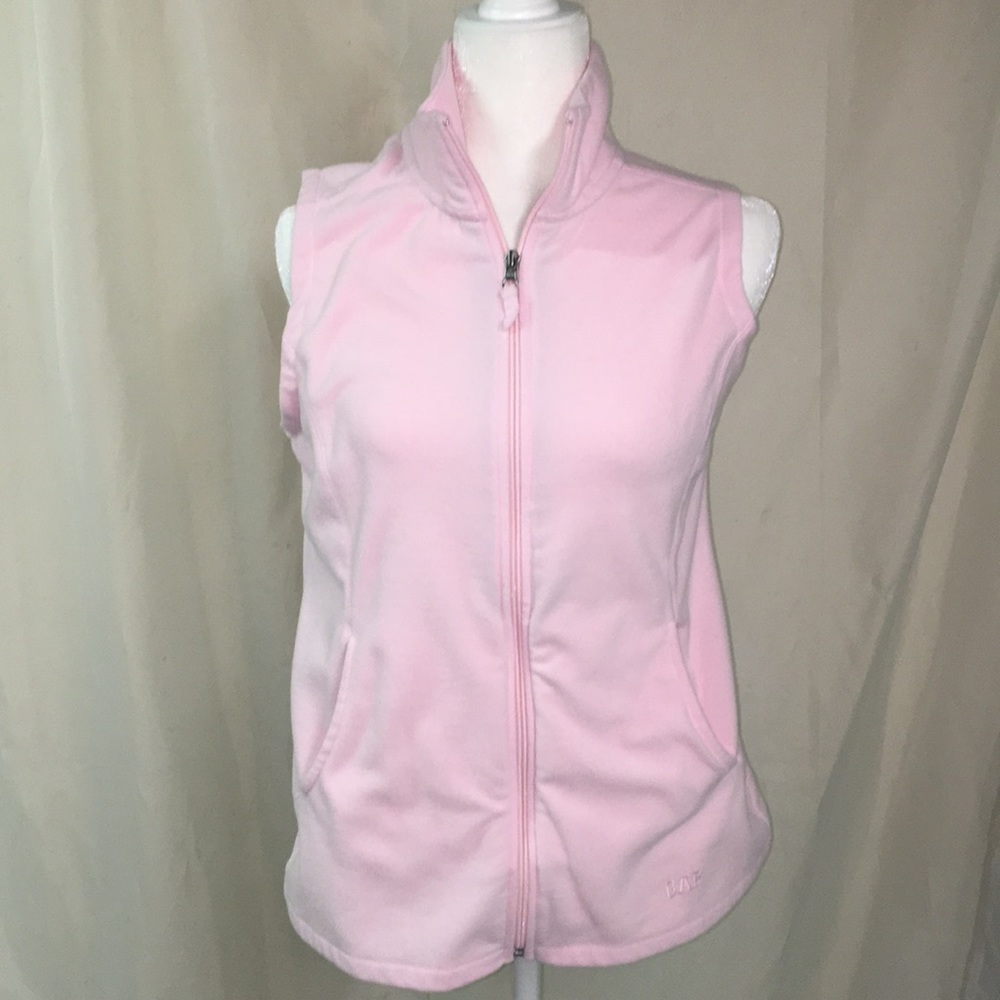 GAP pink fleece zip up vest with pockets sz M